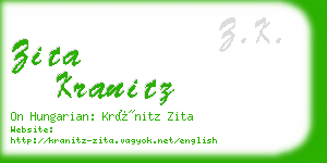 zita kranitz business card